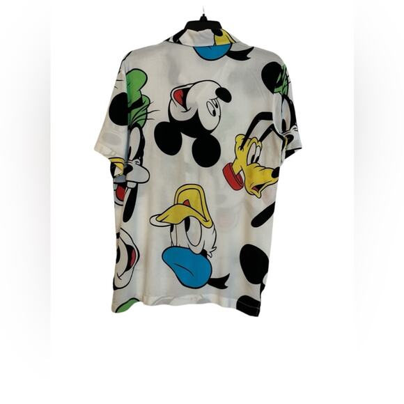 Disney Mickey Mouse Shirt Adult Sz small Camp Collar Hawaiian Rayon GoofyDonald - Picture 5 of 5